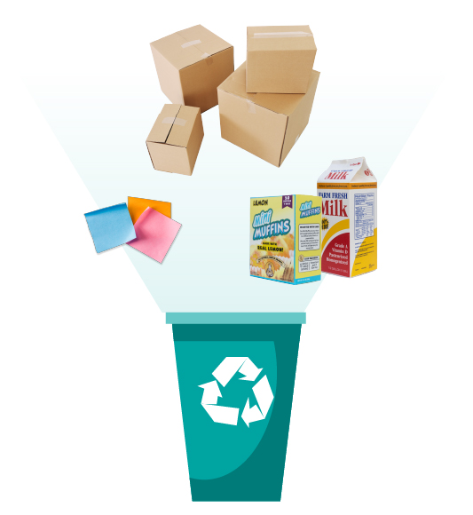 Recycling Bin with paper products being recycled