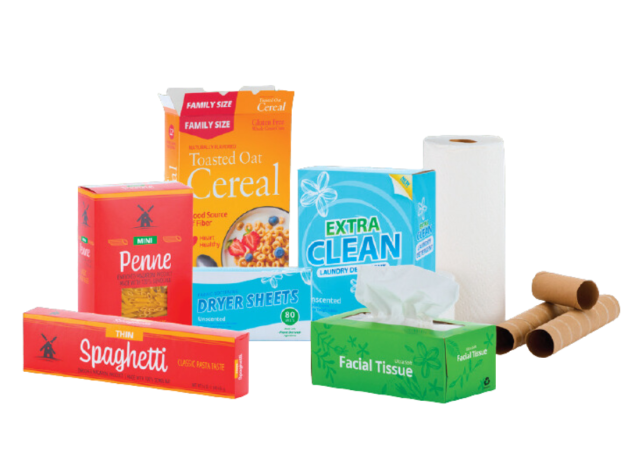 Paper products - pasta boxes, tissues, paper towels