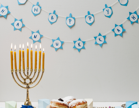 Blue and White Paper Hanukkah Banner