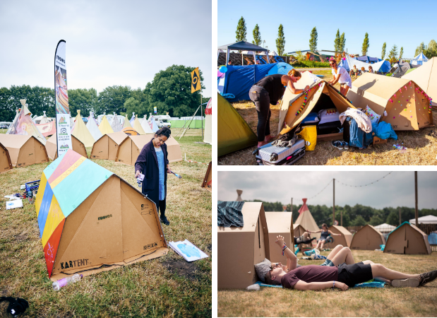 cardboard tents at music festivals