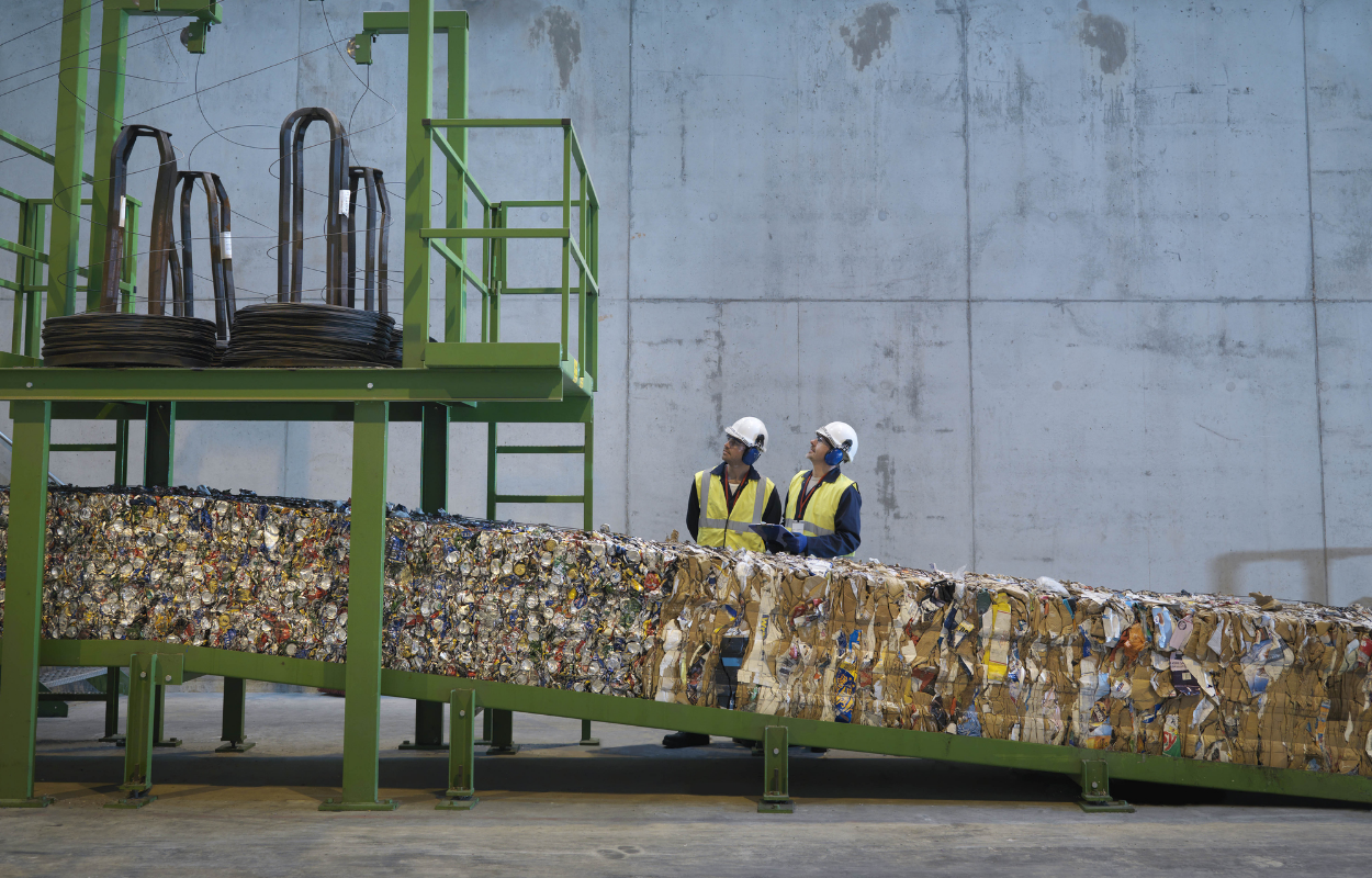 Men working at a recycling facility 