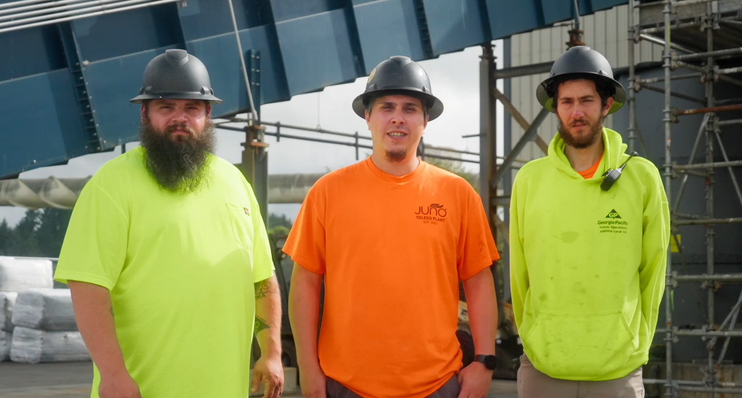 Staff at the recycling plant