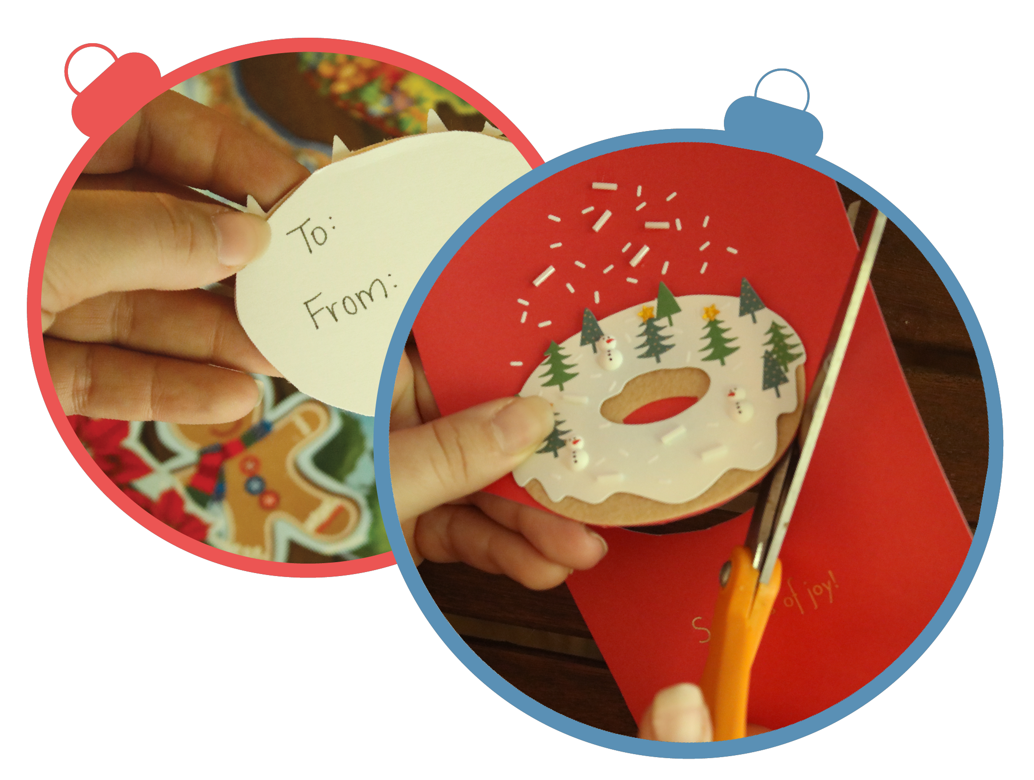 Upcycled holiday card to gift tags