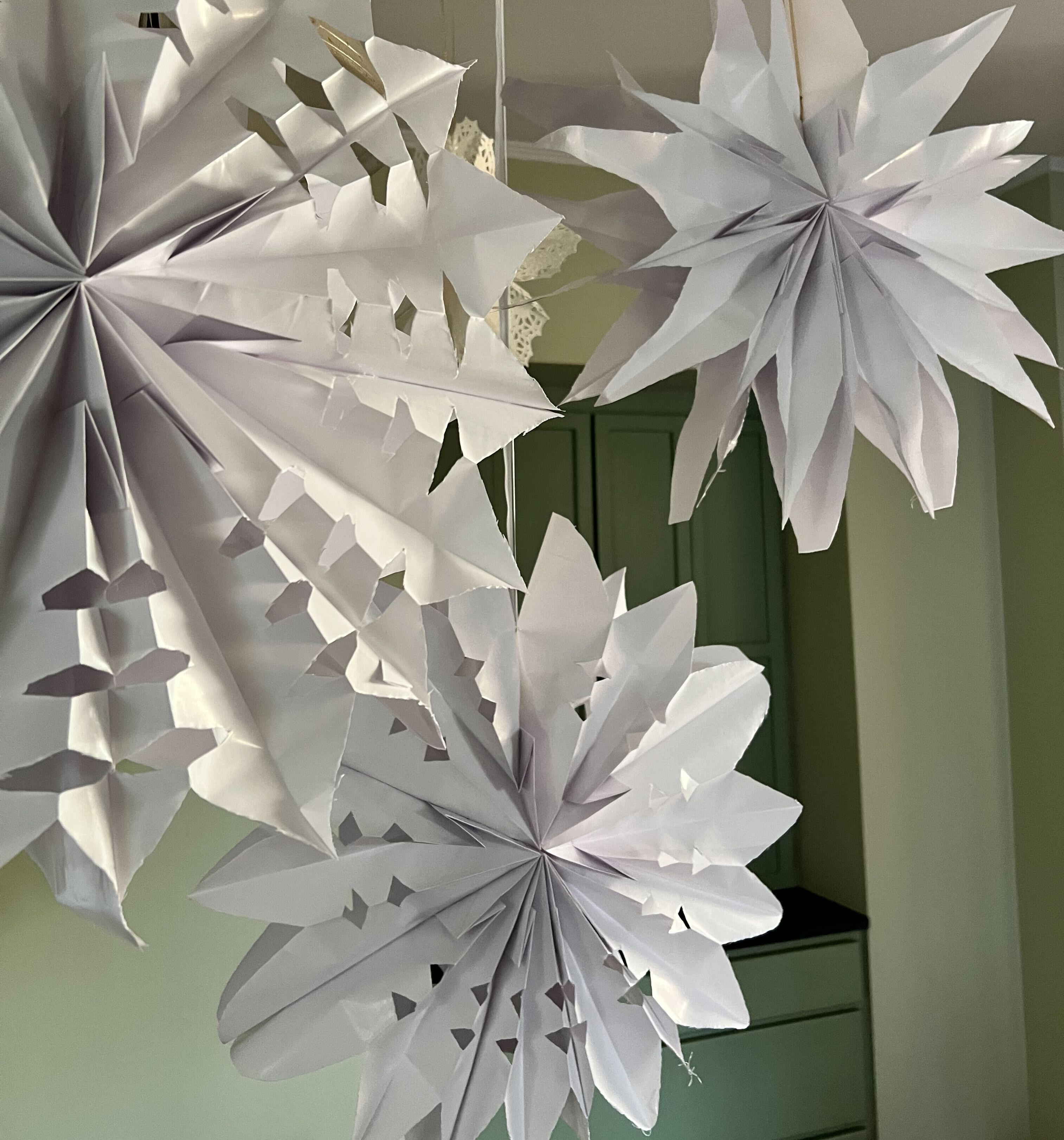 homemade paper snowflake decor