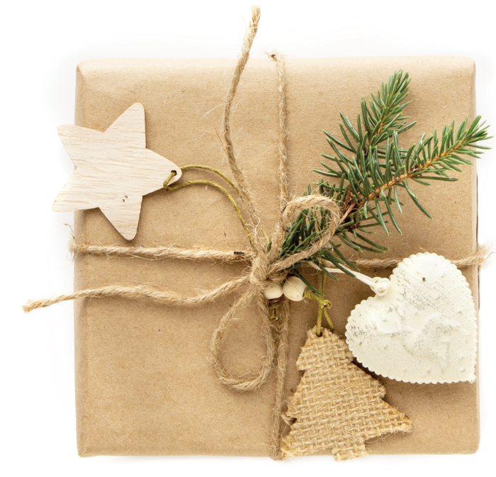 Gift wrapped in kraft paper