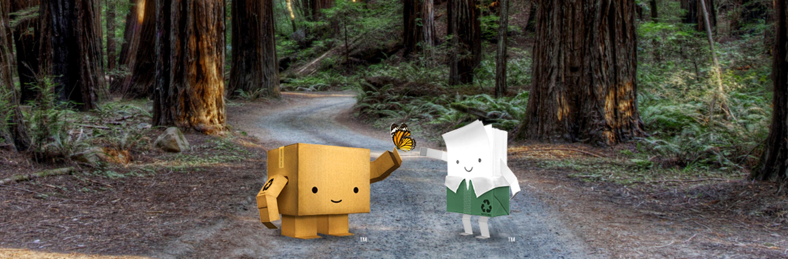 Paper and packaging characters in the forest