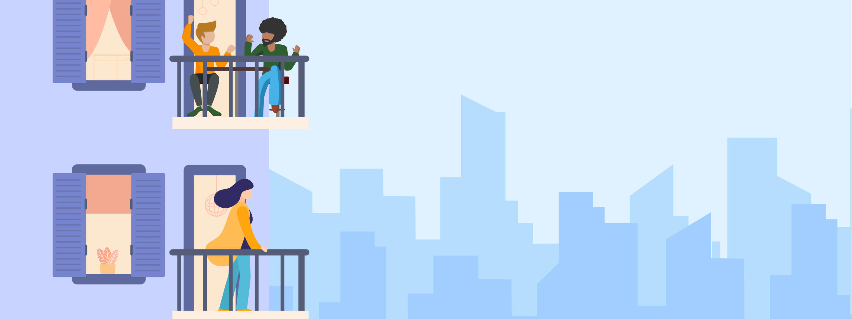 People on apartment balconies