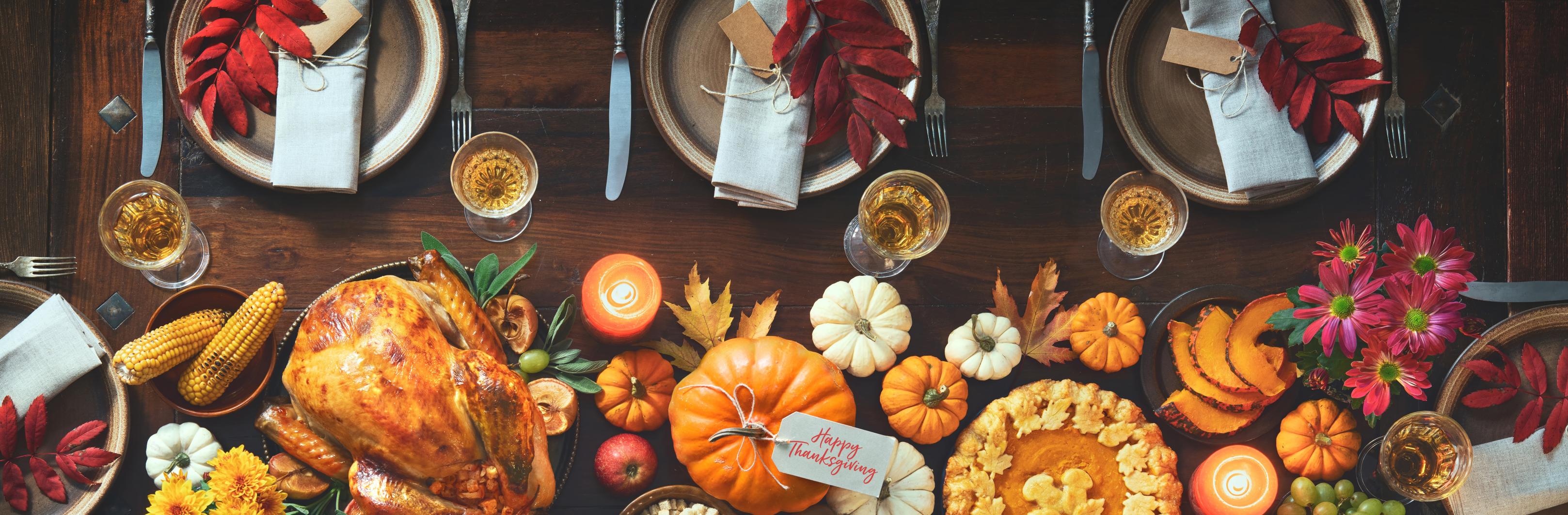 Table with food and paper decorations