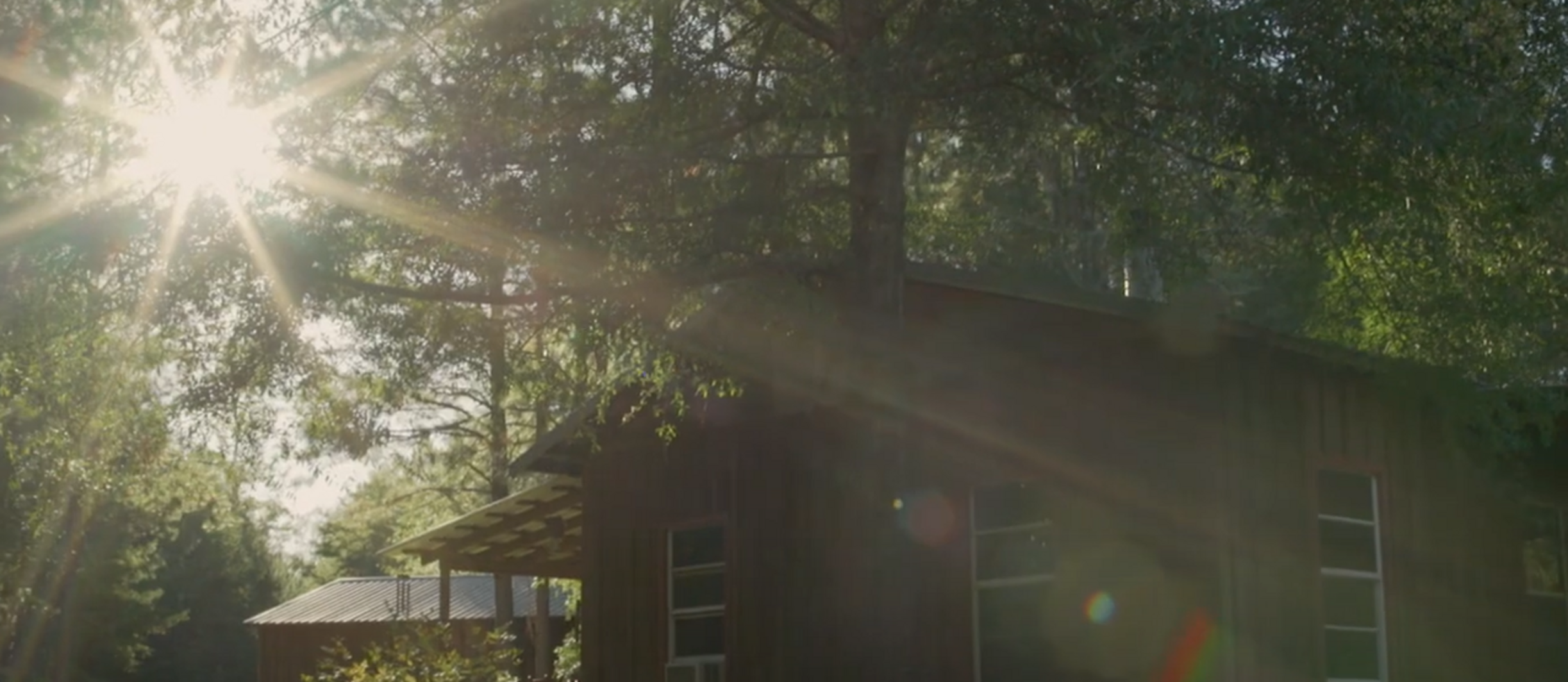 Sunbeams shine across the house