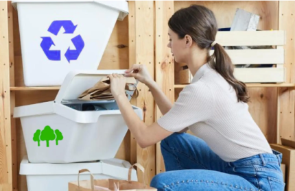 Woman sorting her recycling