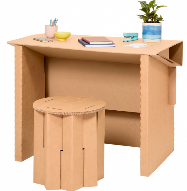 cardboard desk