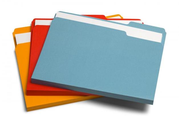 orange, red, and blue file folders
