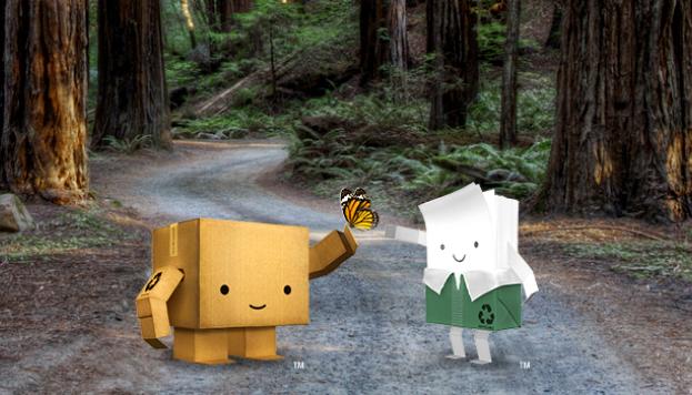 Paper and packaging characters in the forest