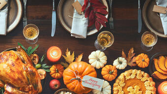Table with food and paper decorations