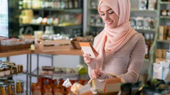 Lady grocery shopping