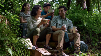 Family picnic in the woods