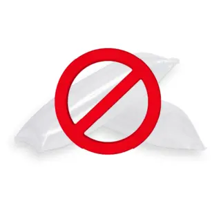 Inflated Packaging denoted as not recyclable