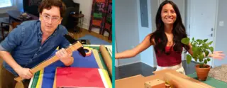 Pack It Contestants before filming with paper products in front of them